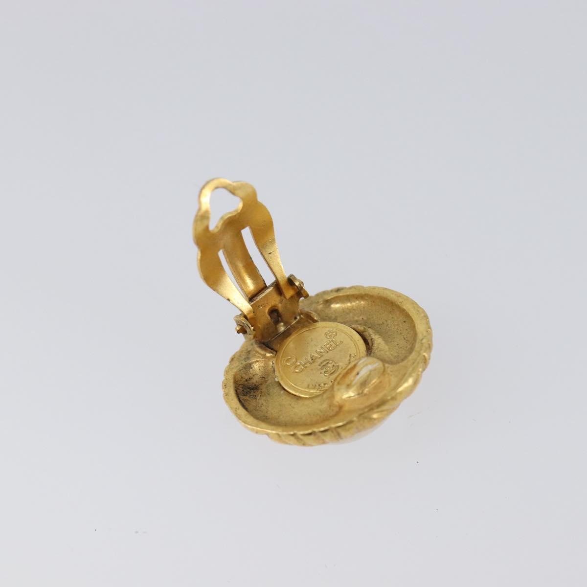 CHANEL Earring metal Gold Tone CC Auth 201014