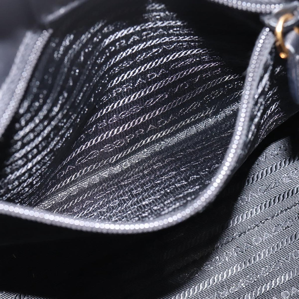PRADA Hand Bag Nylon Black Gold Auth 201125V