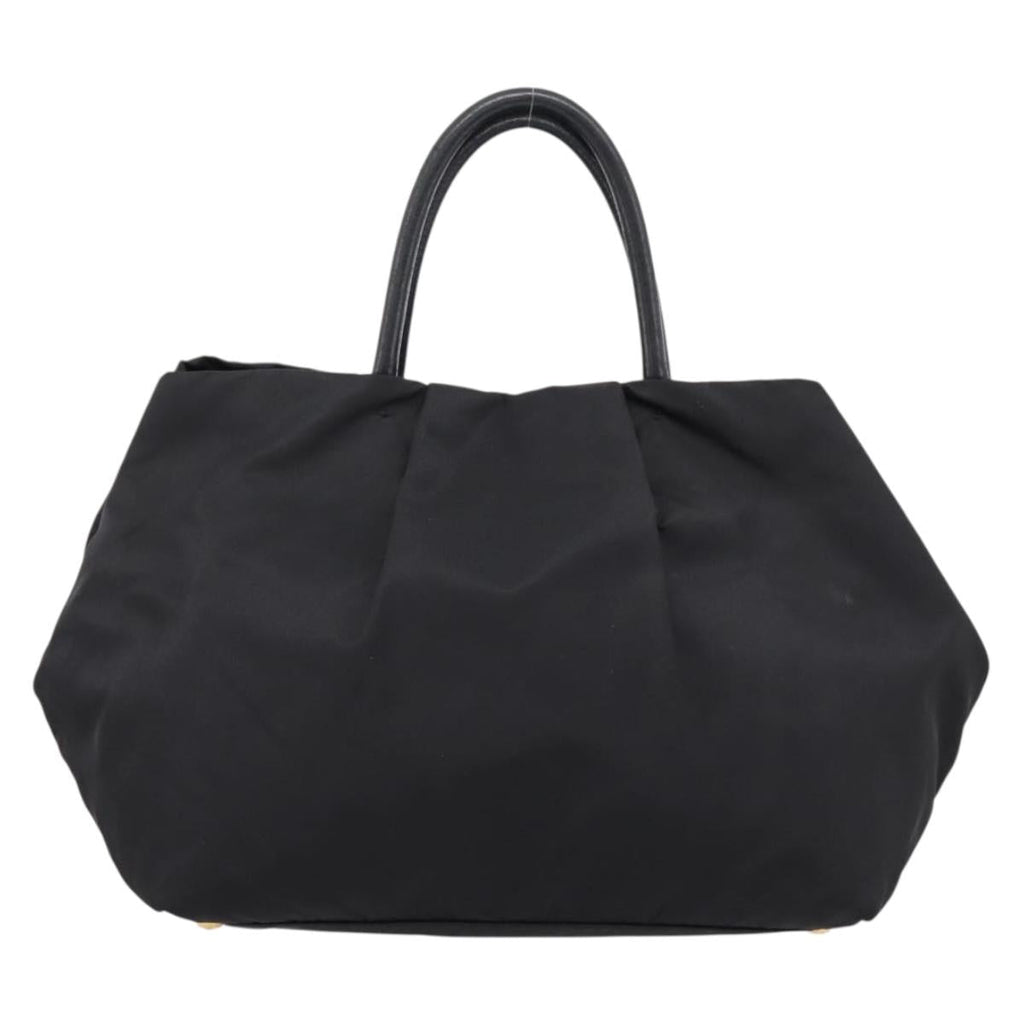 PRADA Hand Bag Nylon Black Gold Auth 201125V