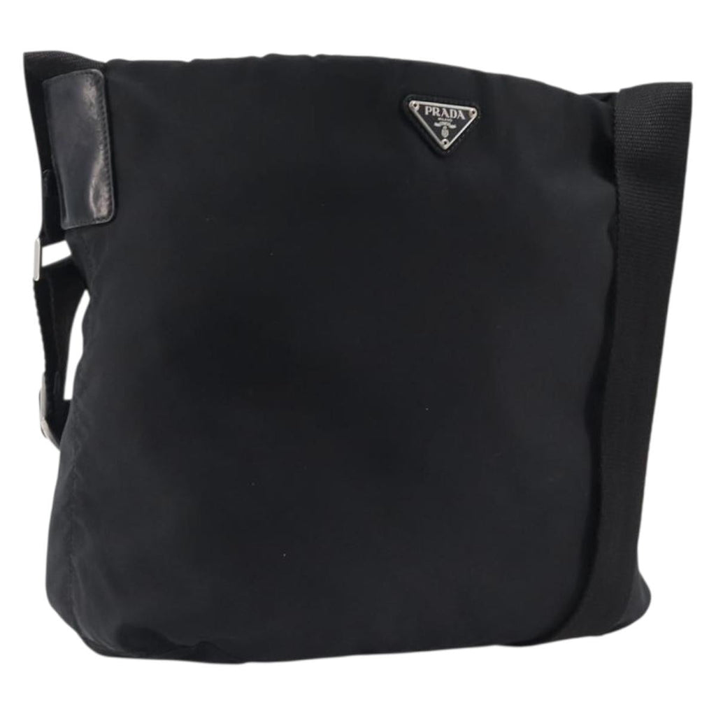 PRADA Shoulder Bag Nylon Black Silver Auth 201270