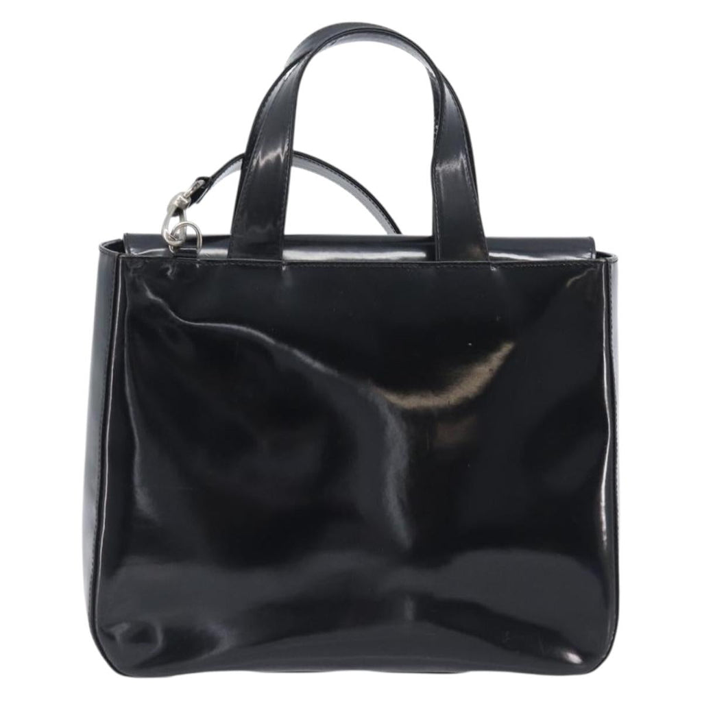 GUCCI Hand Bag Patent Leather 2way Black Silver 000 1013 0504 Auth 201452