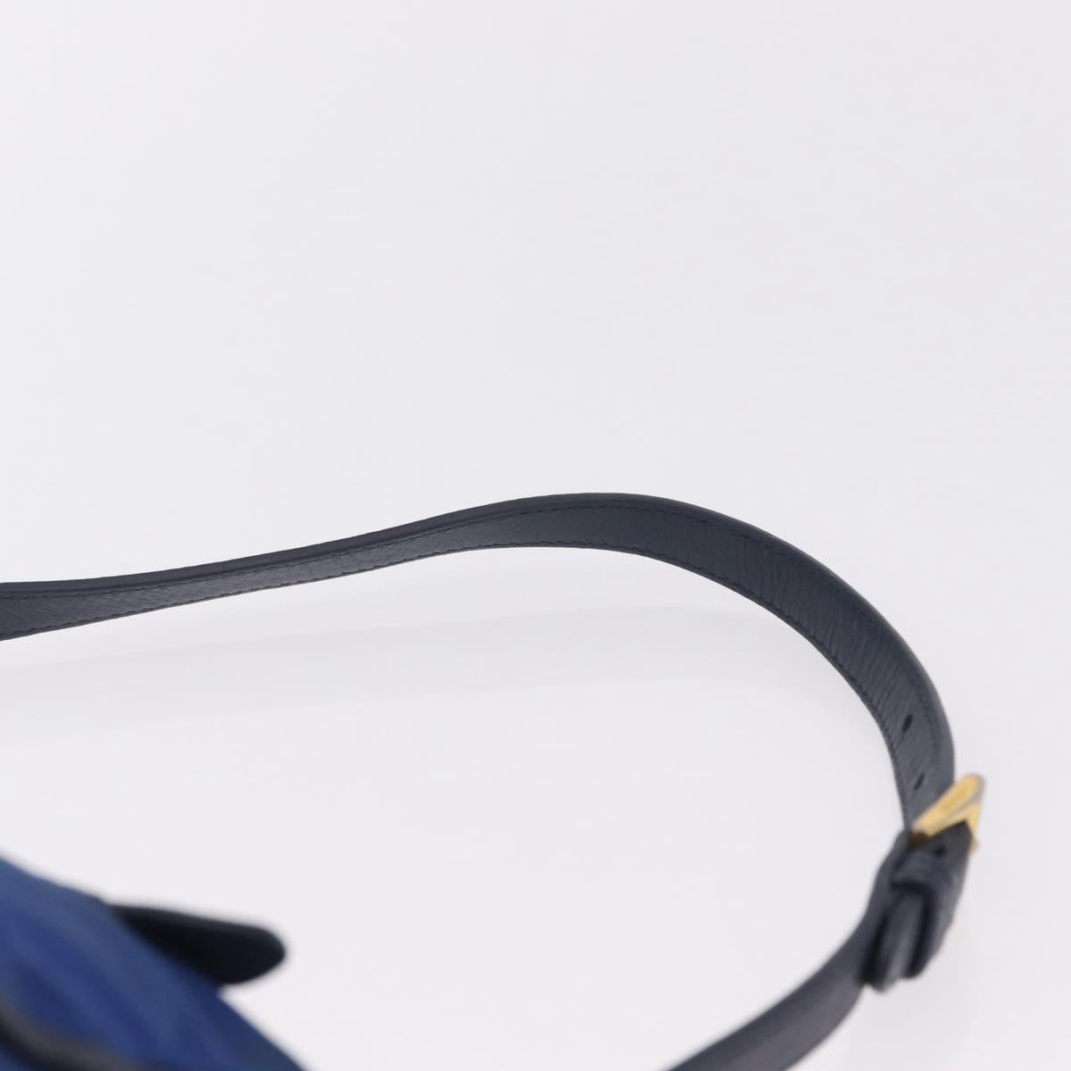 PRADA Shoulder Bag Nylon Blue Gold Auth 202491