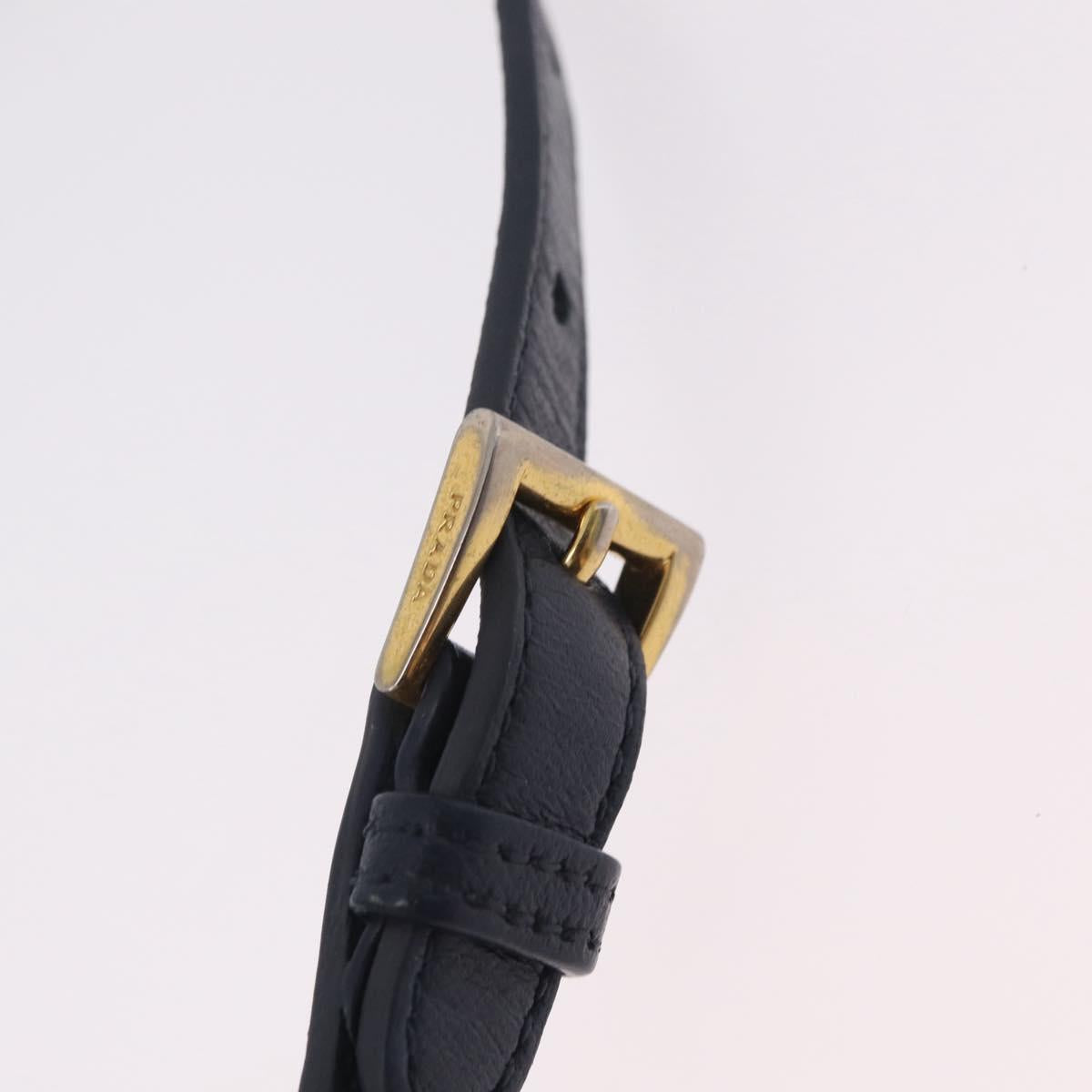 PRADA Shoulder Bag Nylon Blue Gold Auth 202491