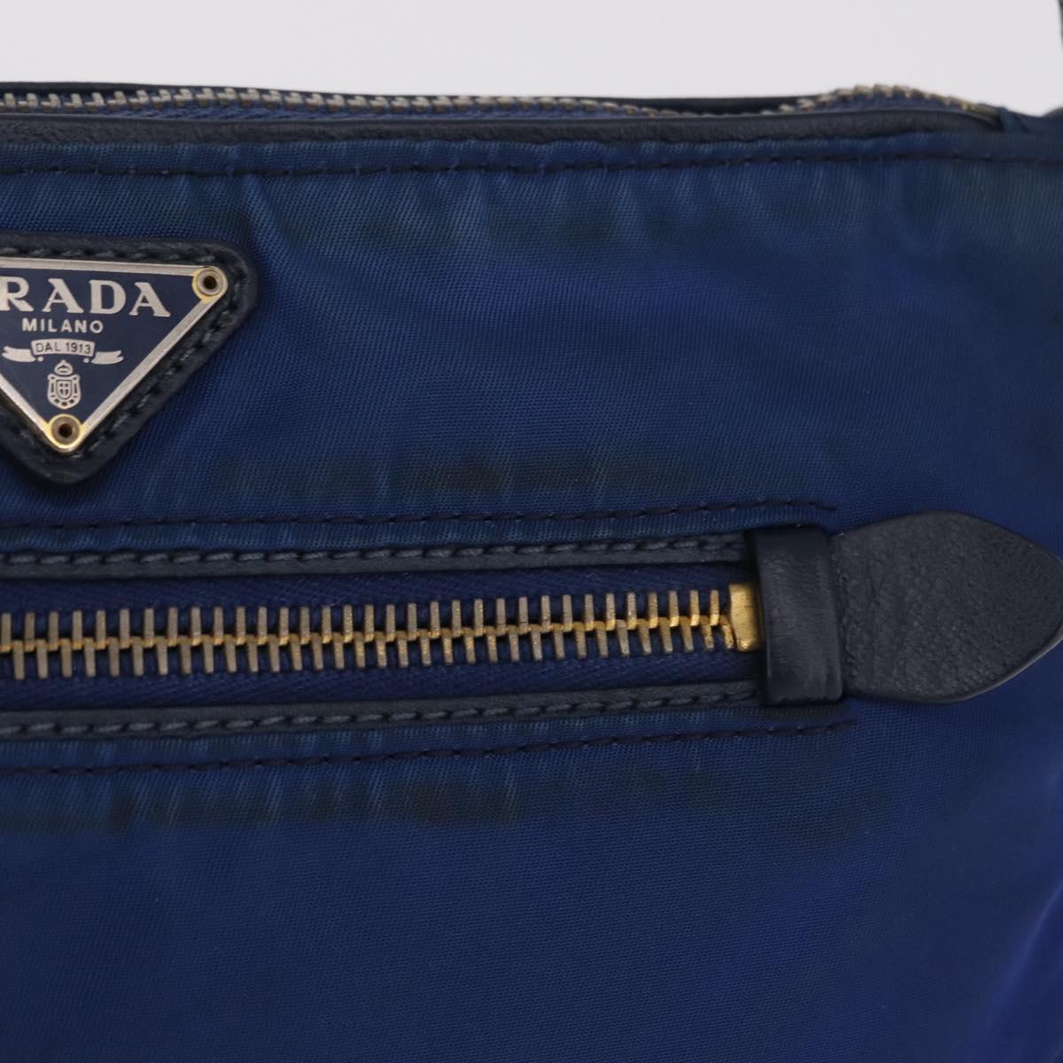 PRADA Shoulder Bag Nylon Blue Gold Auth 202491