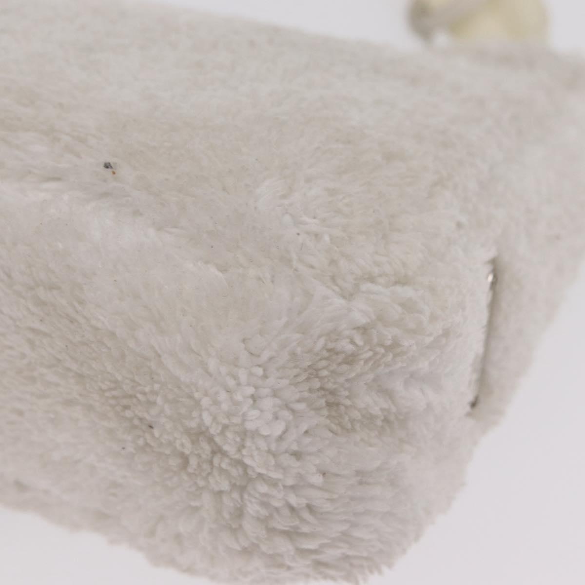 PRADA Hand Pouch Hand Bag pile White Silver Auth 202515A