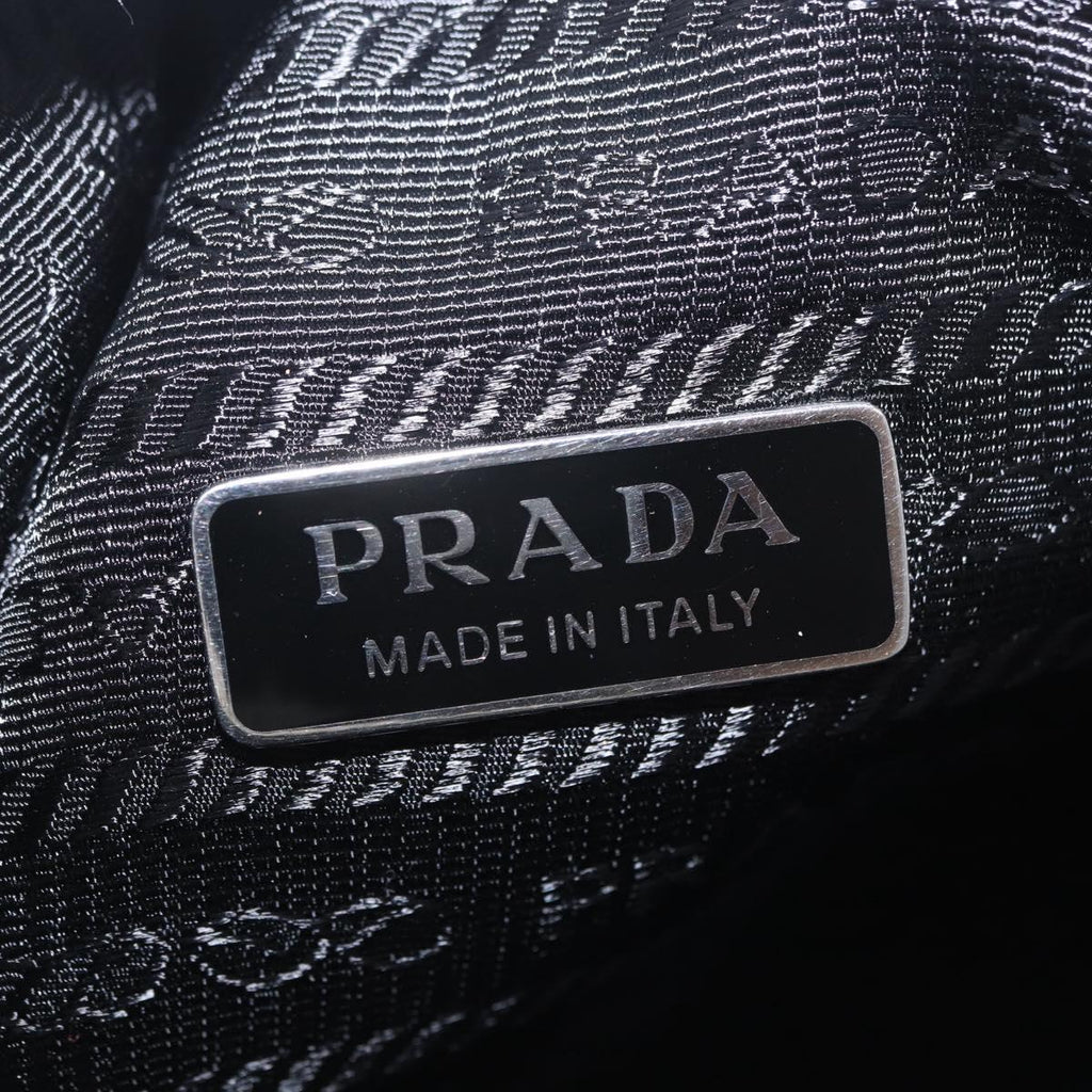 PRADA Hand Pouch Hand Bag pile White Silver Auth 202515A