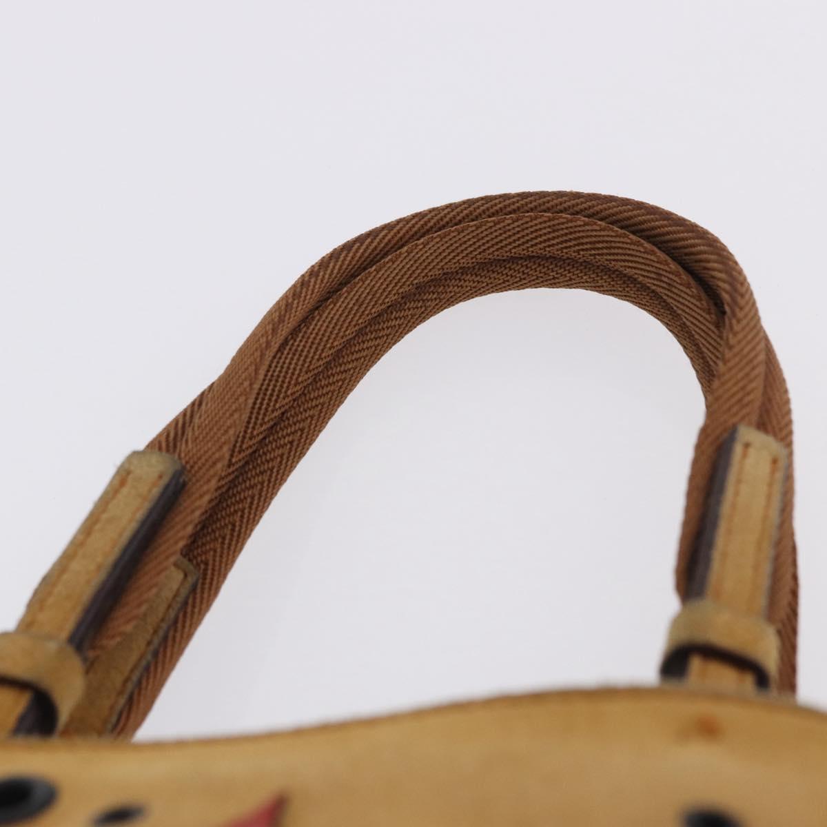 PRADA Hand Bag Suede Beige Auth 202880