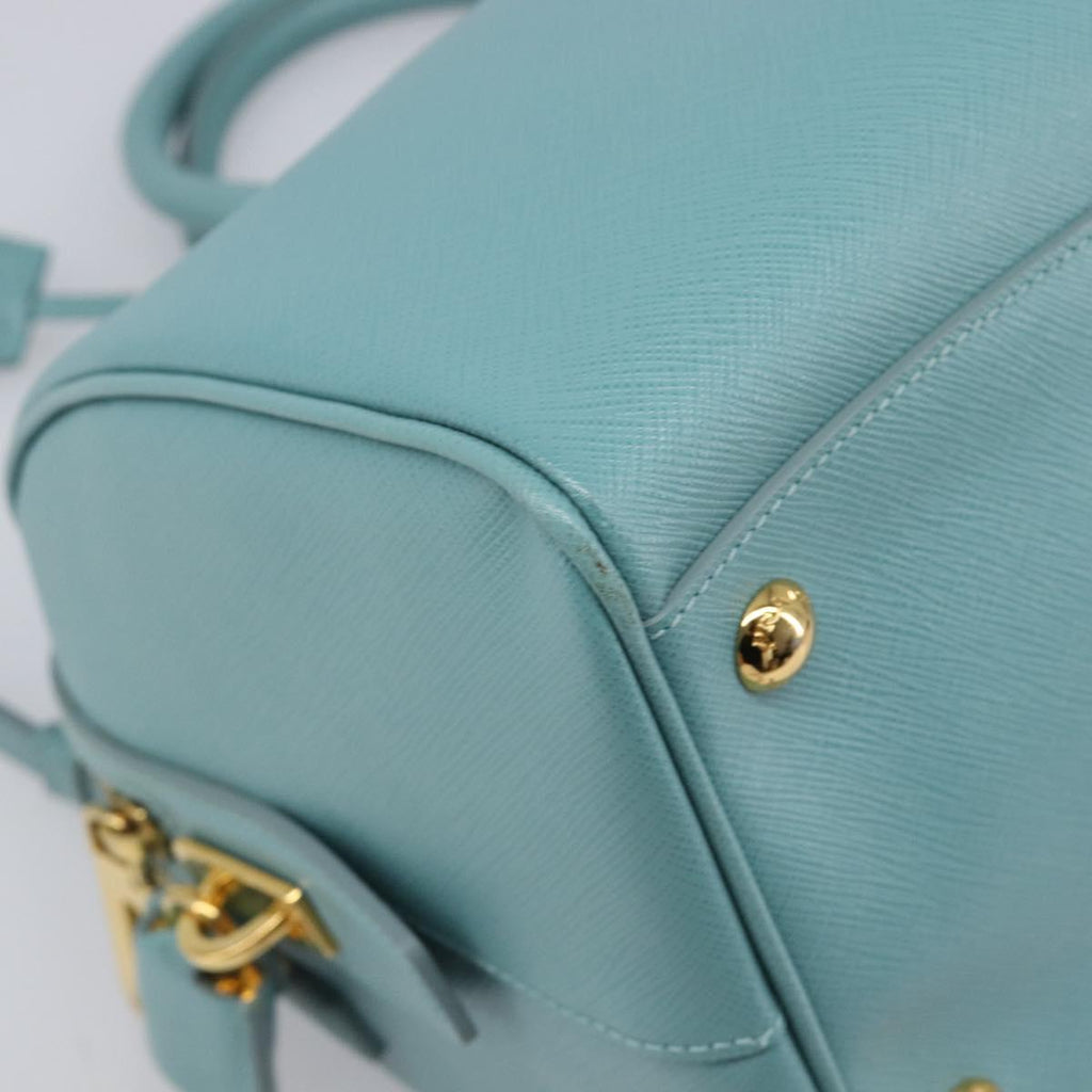 PRADA Boston Bag Saffiano leather 2way Light Blue Gold Auth 203450M