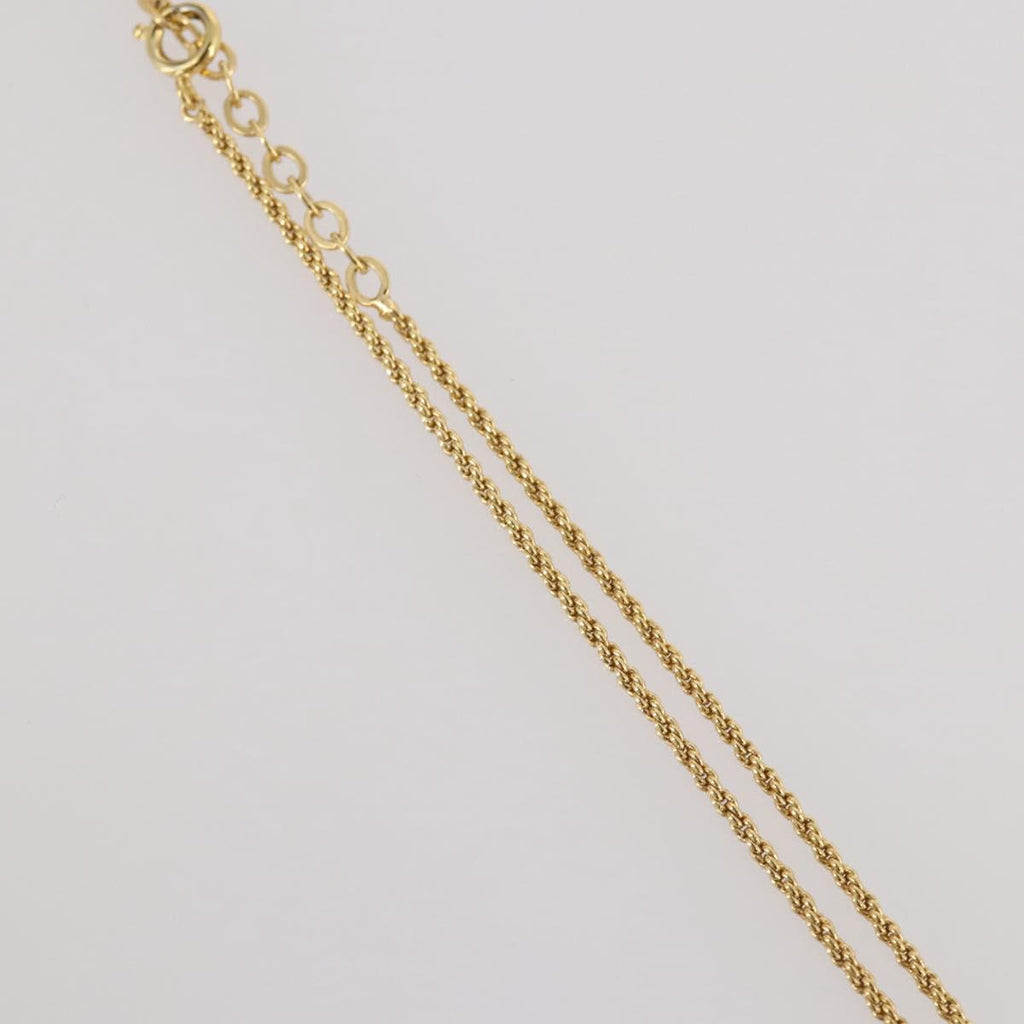 Christian Dior Rhinestone Necklace metal Gold Tone Auth 203860