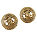 CHANEL Earring Metal Gold Tone CC Auth 204143V