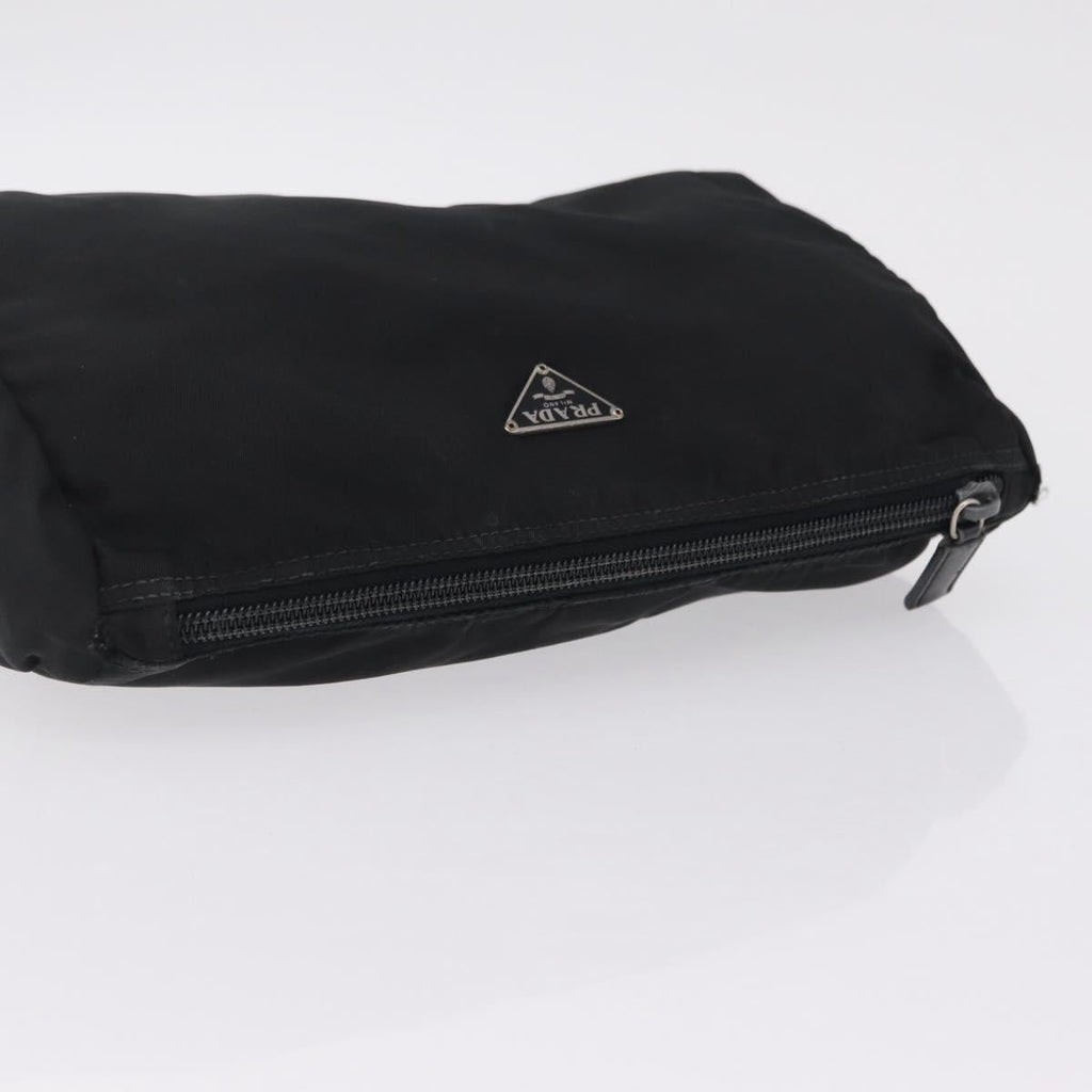 PRADA Pouch Nylon 4 Set Black Silver gold Auth 204250