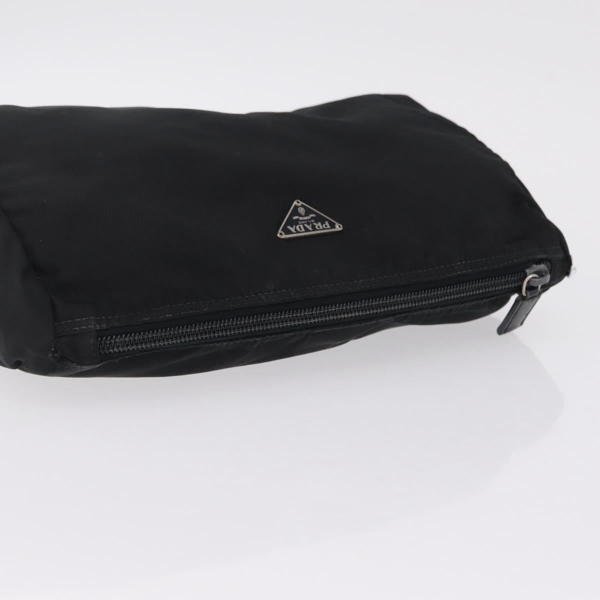 PRADA Pouch Nylon 4 Set Black Silver gold Auth 204250