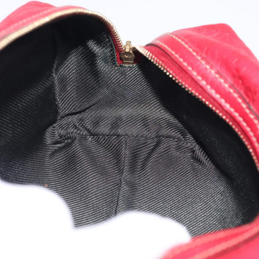 GUCCI GuccissimaGG Cosmetics Pouch Leather Red Gold Tone 153227 Auth 204633V