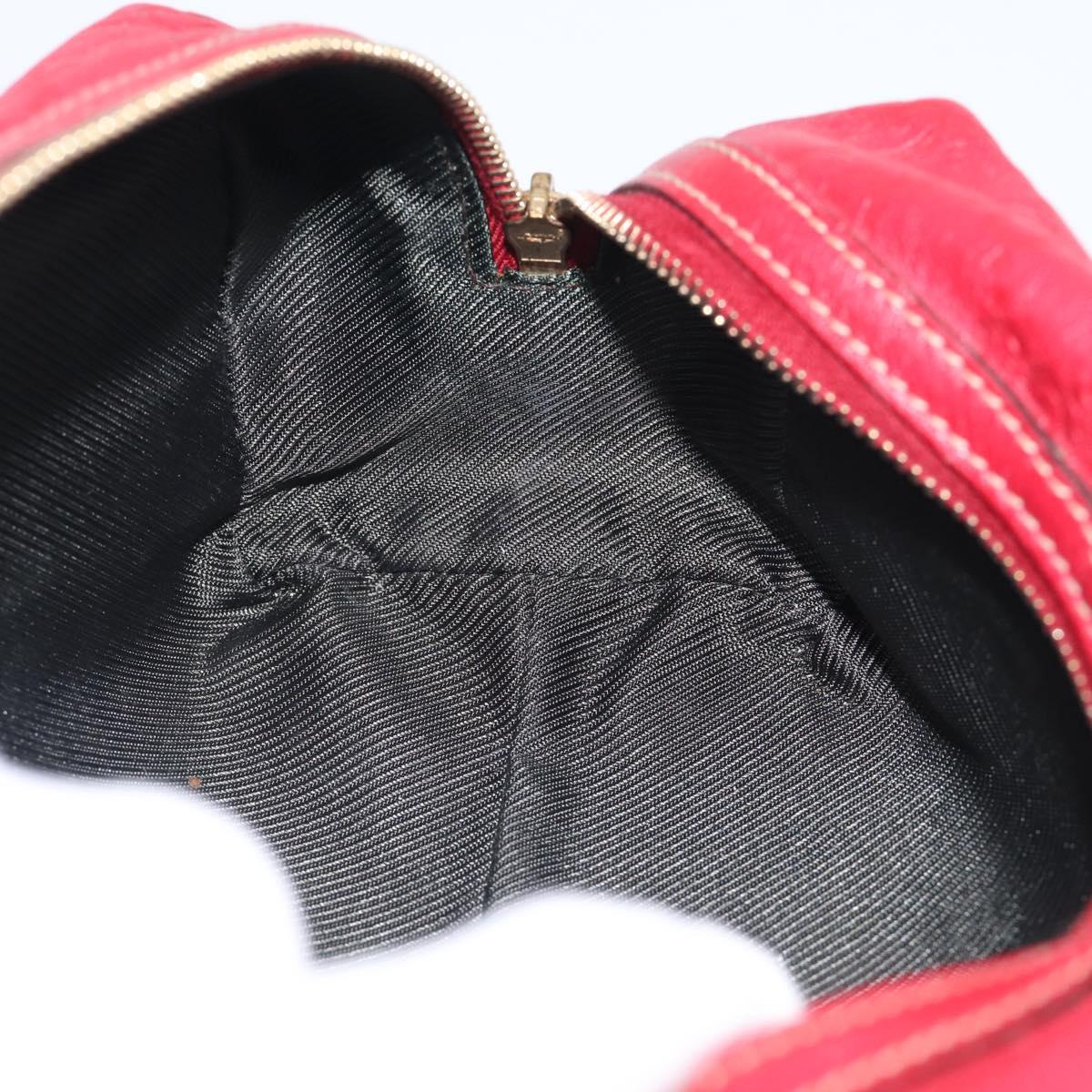 GUCCI GuccissimaGG Cosmetics Pouch Leather Red Gold Tone 153227 Auth 204633V
