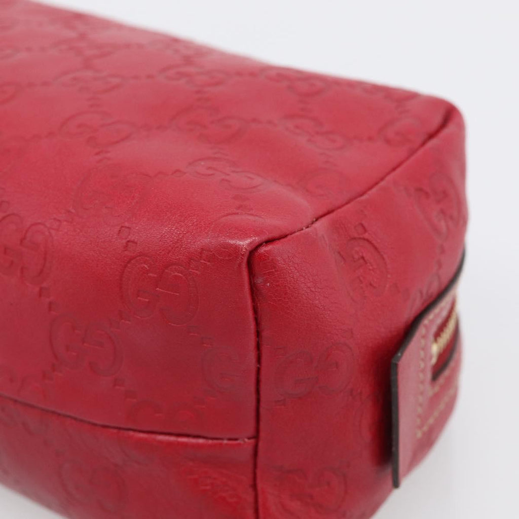 GUCCI GuccissimaGG Cosmetics Pouch Leather Red Gold Tone 153227 Auth 204633V