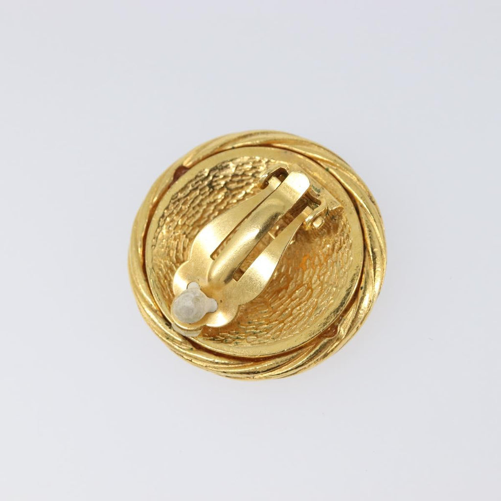 CHANEL Earring Metal Gold Tone CC Auth 204668