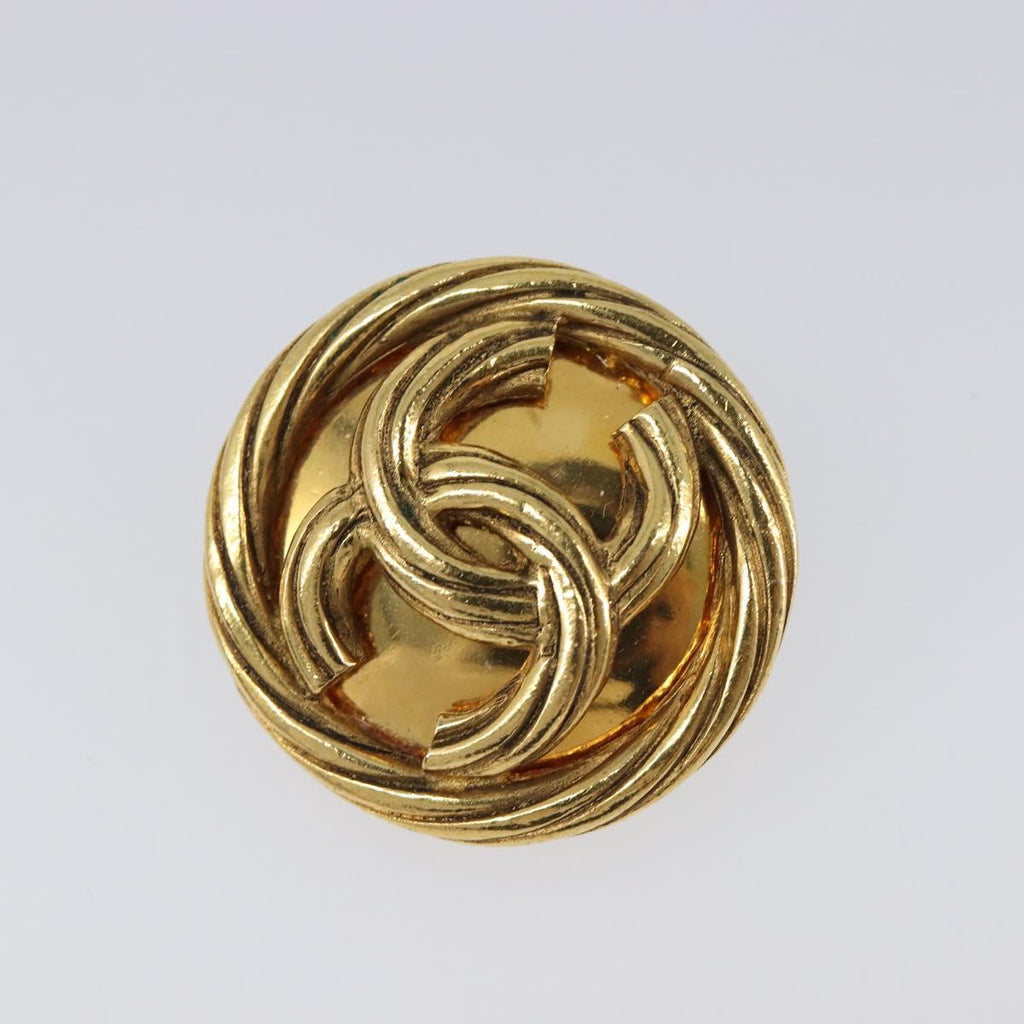 CHANEL Earring Metal Gold Tone CC Auth 204668