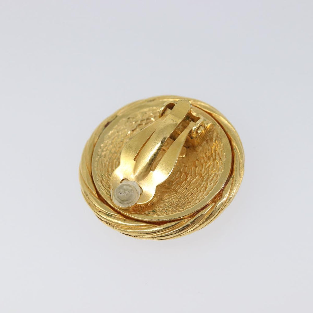 CHANEL Earring Metal Gold Tone CC Auth 204668