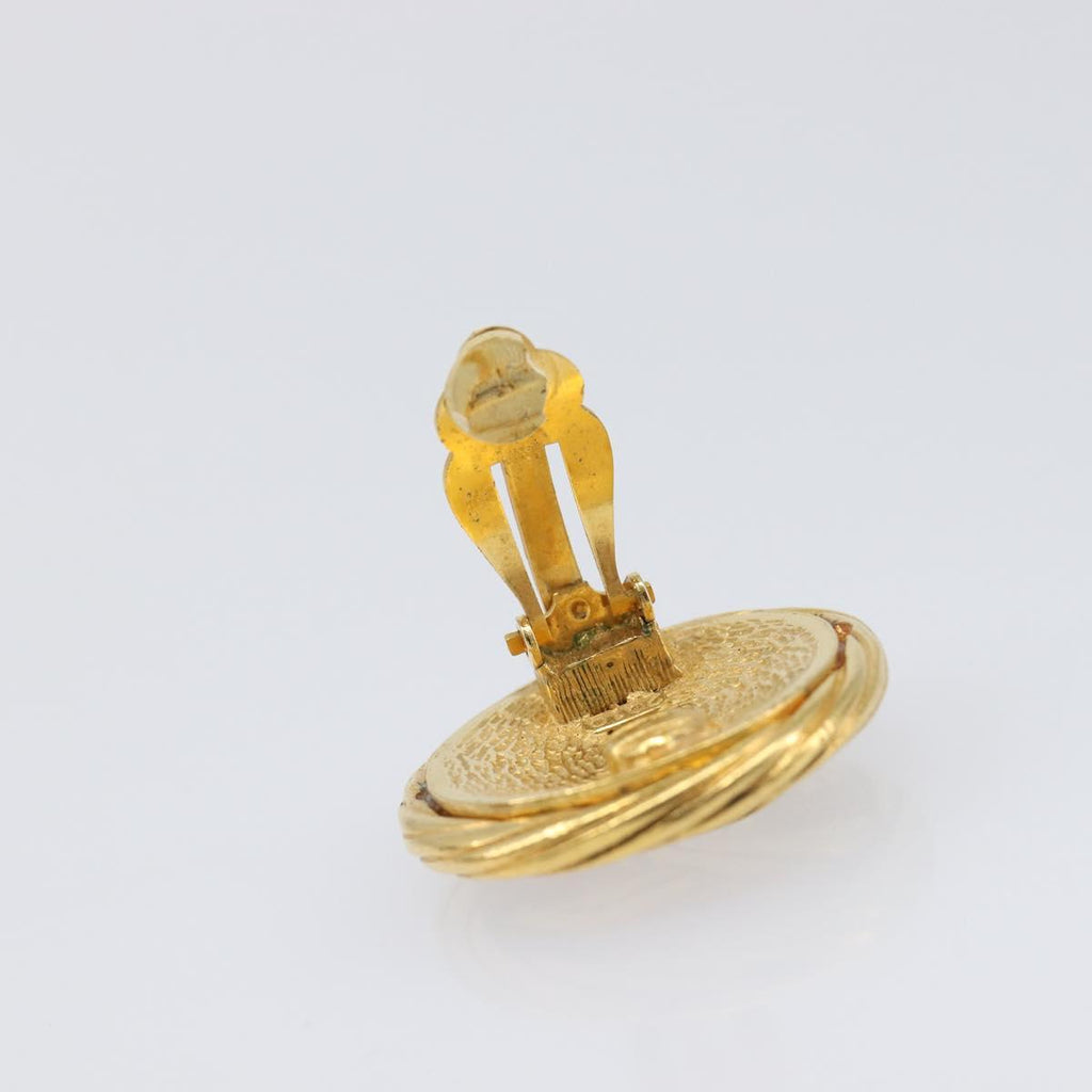 CHANEL Earring Metal Gold Tone CC Auth 204668