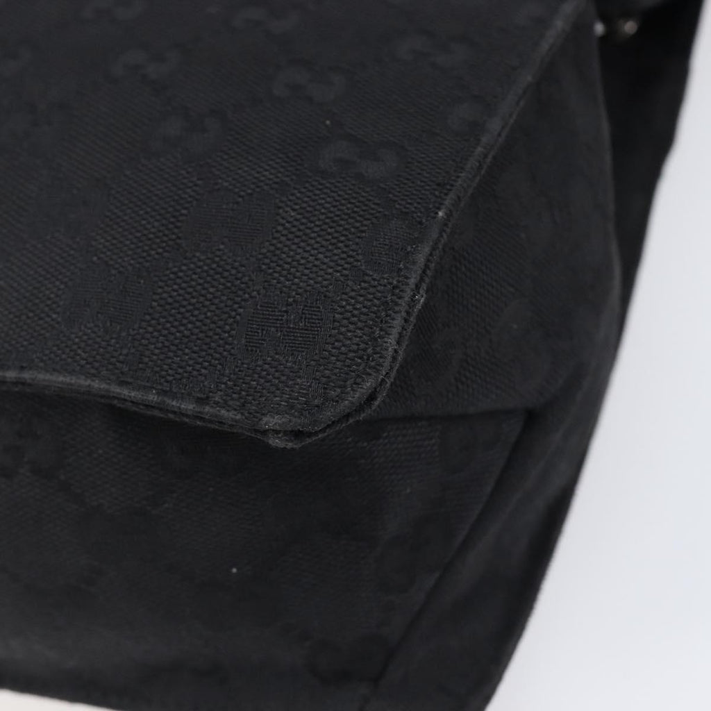 GUCCI GG Canvas Shoulder Bag Black Silver 120841 Auth 204749A