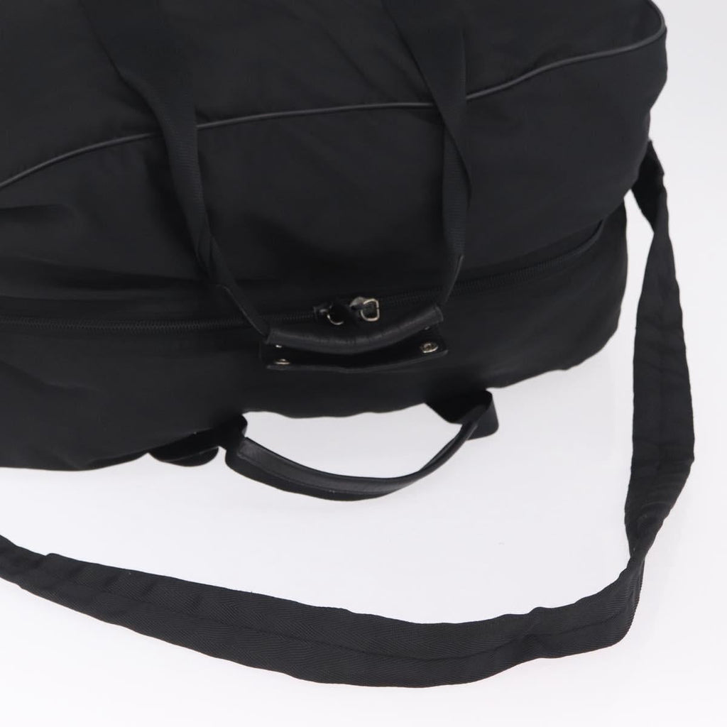 PRADA Boston Bag Nylon 2way Black Silver Auth 205032