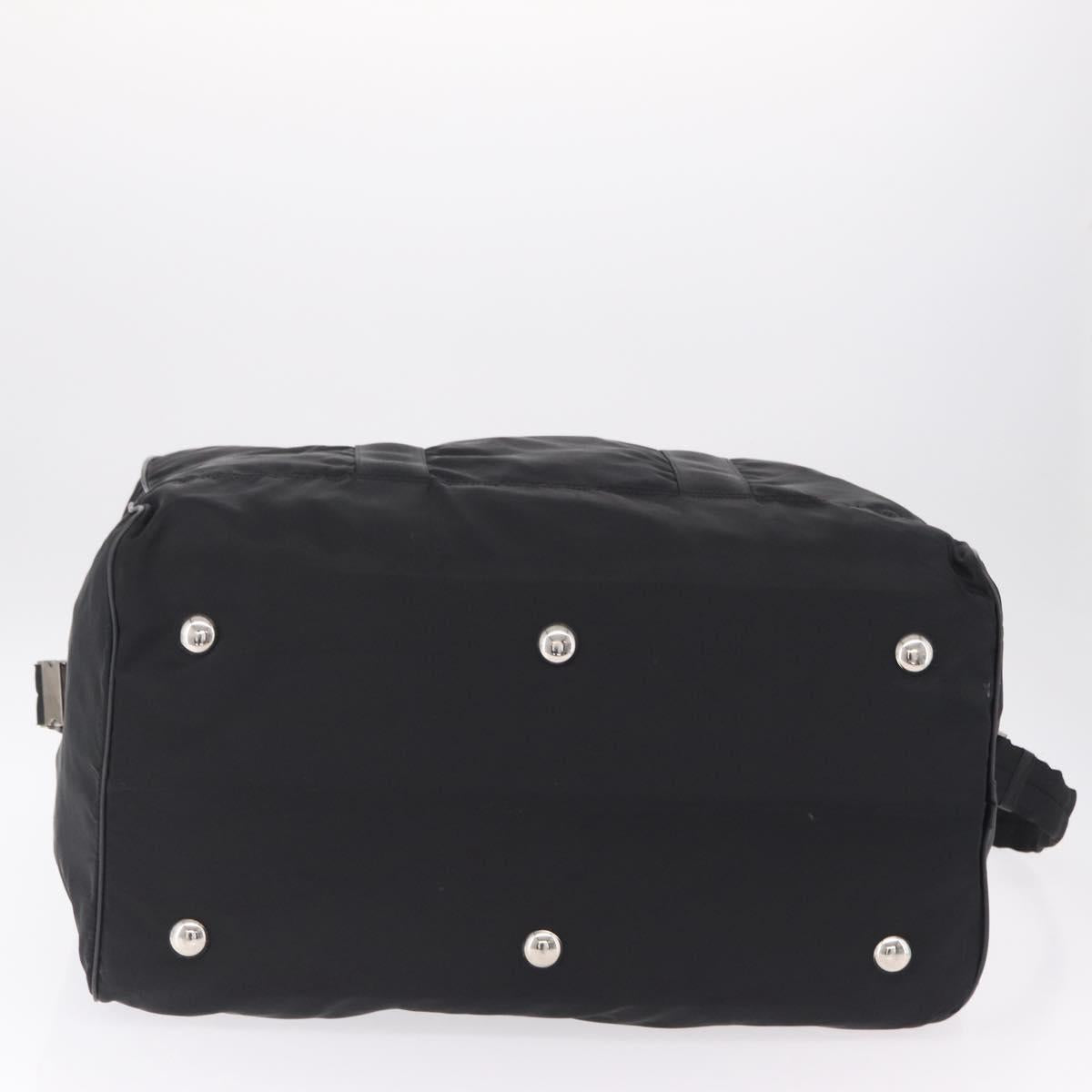 PRADA Boston Bag Nylon 2way Black Silver Auth 205032