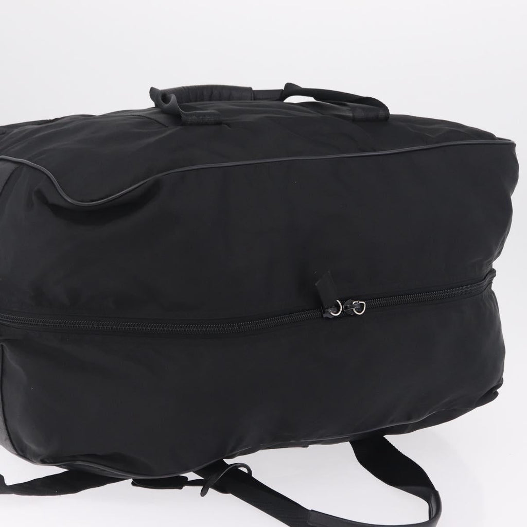 PRADA Boston Bag Nylon 2way Black Silver Auth 205032