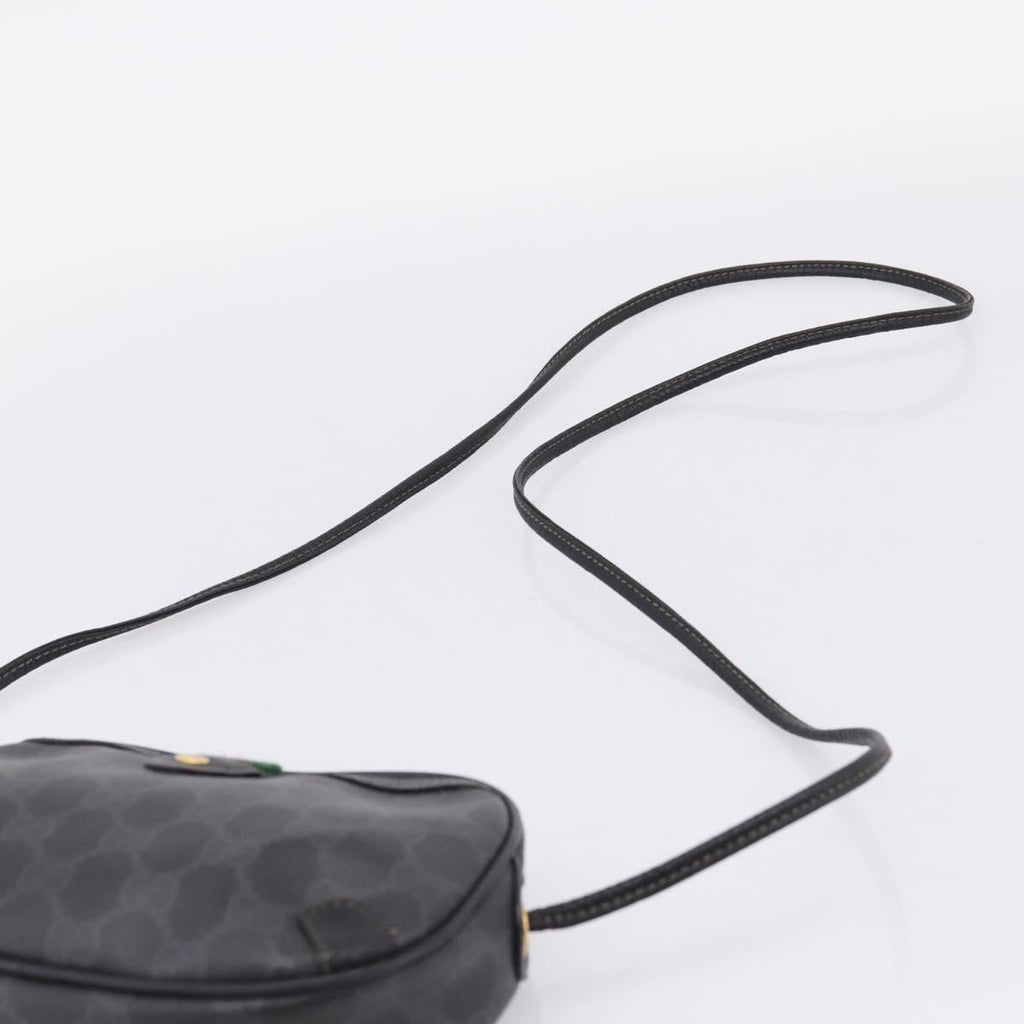 GUCCI GG Supreme Web Sherry Line Bag PVC Black Gold 156 02 066 Auth 205045