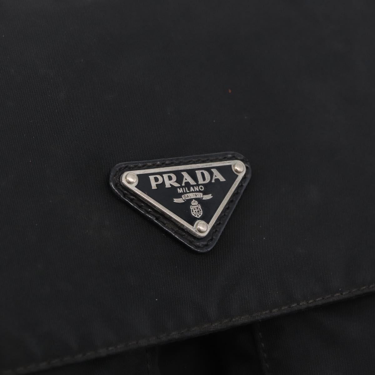 PRADA Shoulder Bag Nylon Black Silver Auth 205048