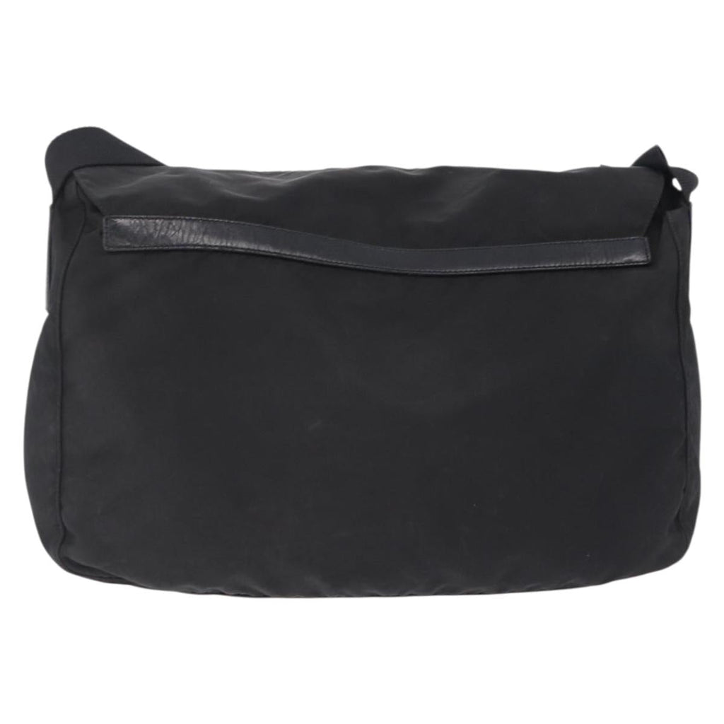 PRADA Shoulder Bag Nylon Black Silver Auth 205048