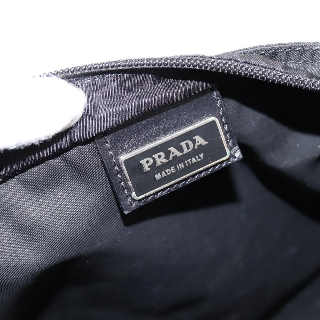 PRADA Shoulder Bag Nylon Black Silver Auth 205175A