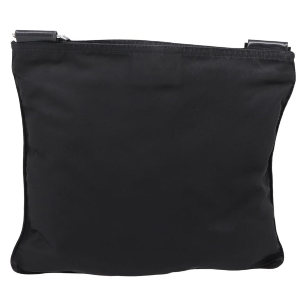 PRADA Shoulder Bag Nylon Black Silver Auth 205175A