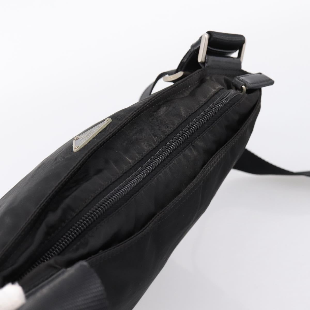 PRADA Shoulder Bag Nylon Black Silver Auth 205200