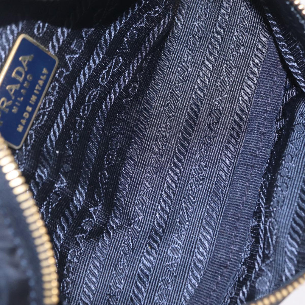 PRADA Waist bag Nylon Navy Gold Auth 205227