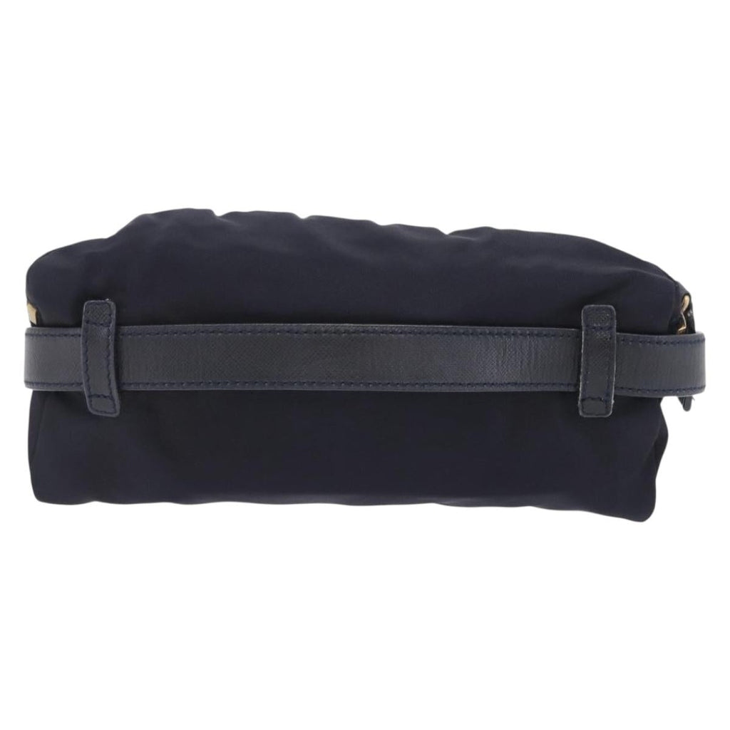 PRADA Waist bag Nylon Navy Gold Auth 205227