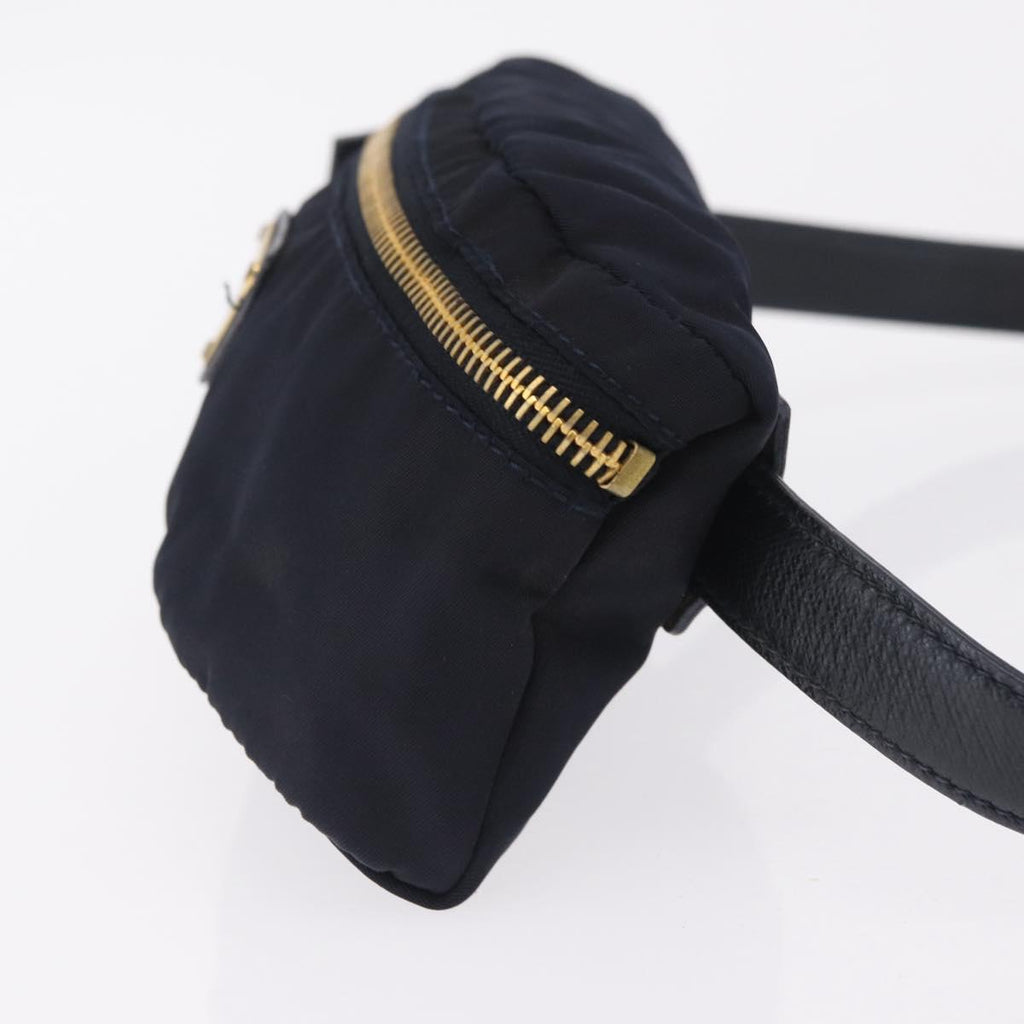 PRADA Waist bag Nylon Navy Gold Auth 205227