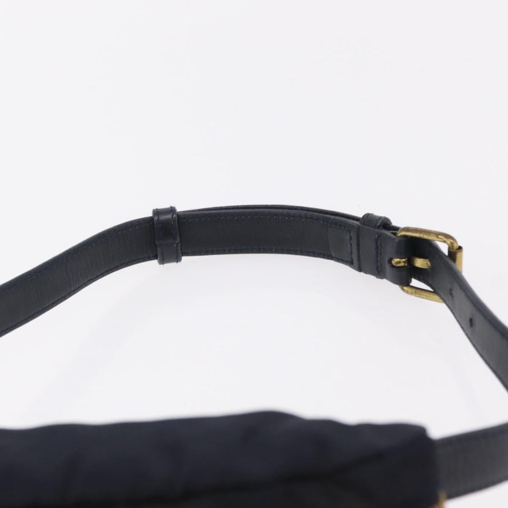PRADA Waist bag Nylon Navy Gold Auth 205227