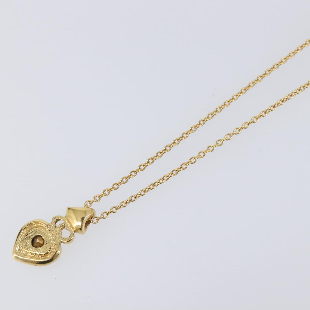 Christian Dior Heart Stone Necklace metal Gold Auth 205471