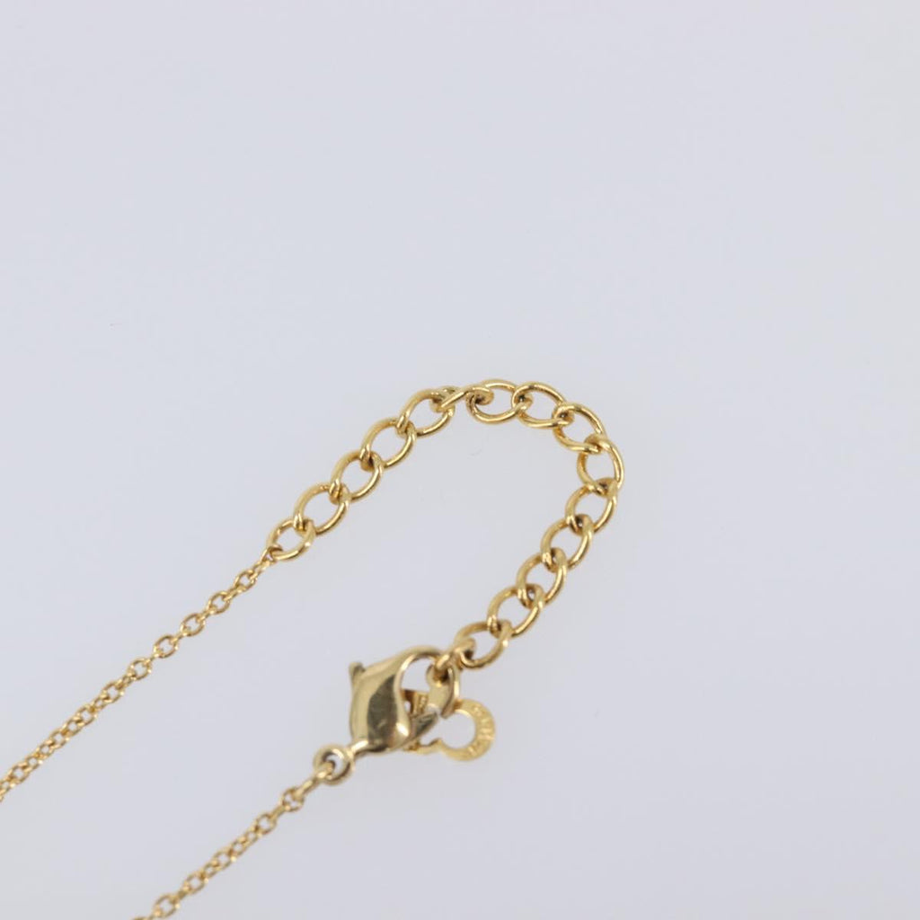 Christian Dior Heart Stone Necklace metal Gold Auth 205471