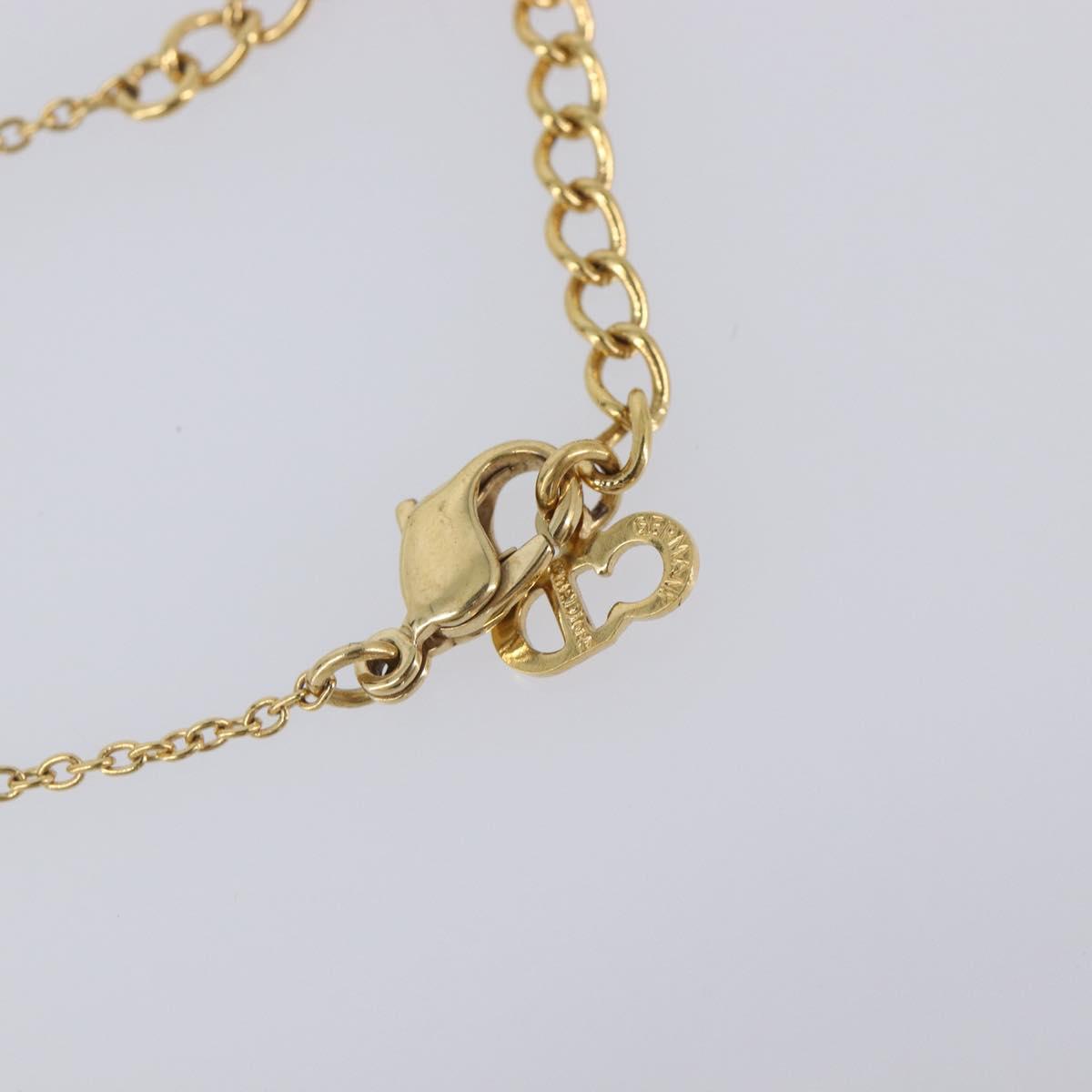 Christian Dior Heart Stone Necklace metal Gold Auth 205471