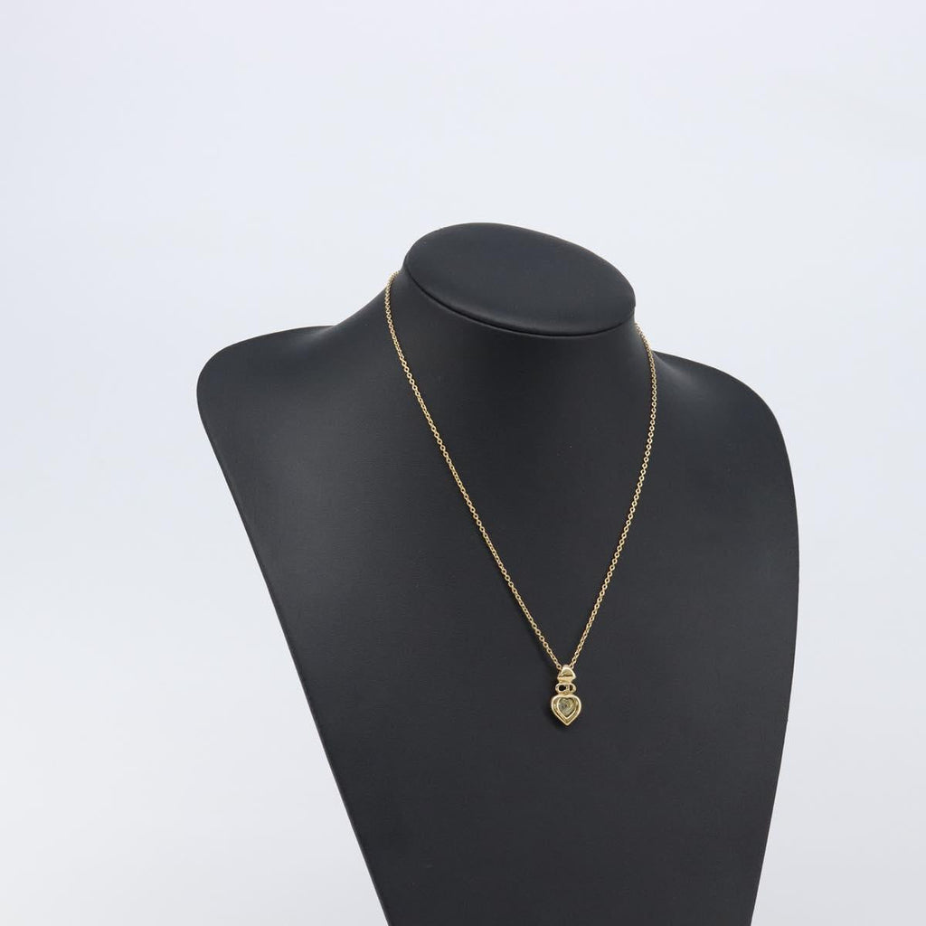 Christian Dior Heart Stone Necklace metal Gold Auth 205471