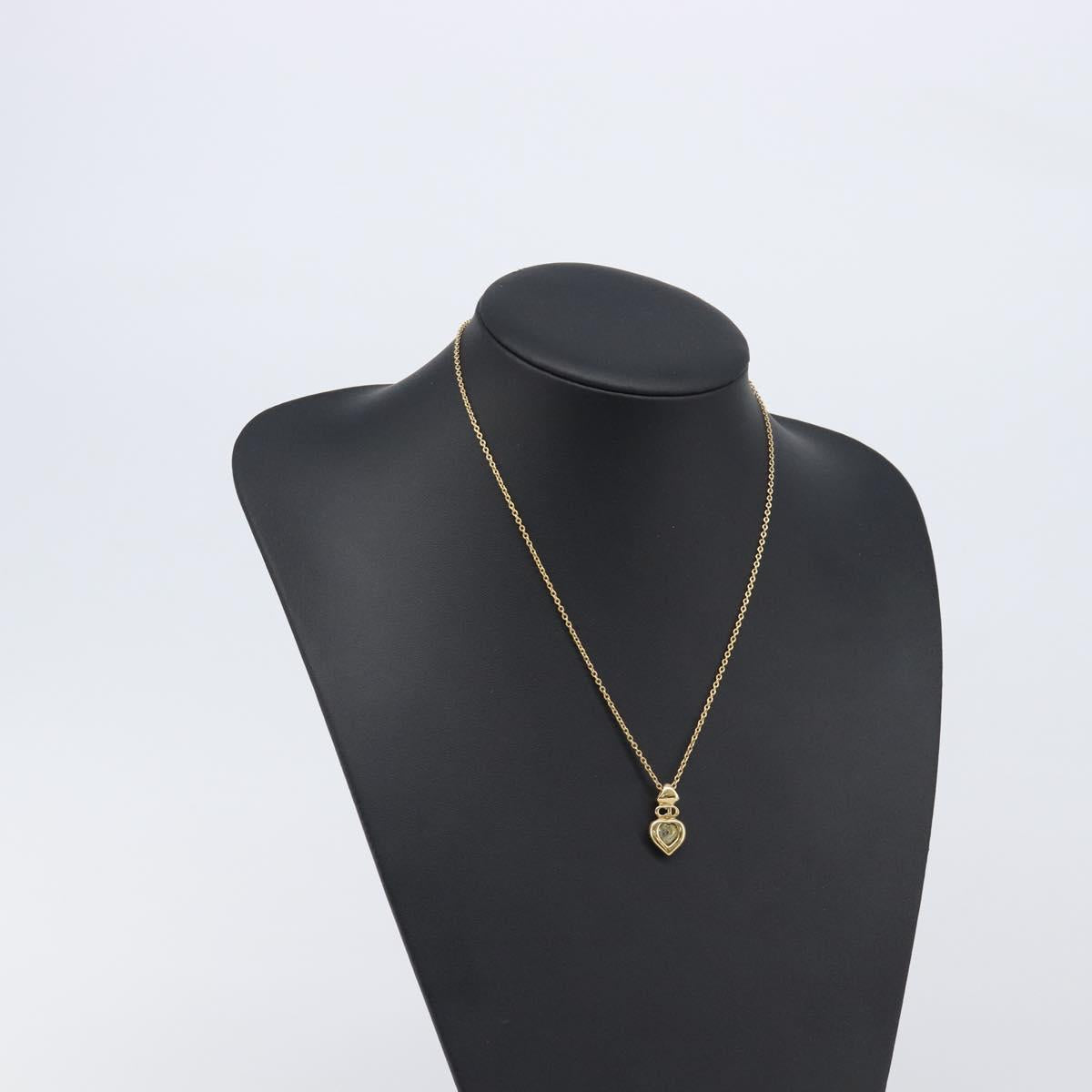 Christian Dior Heart Stone Necklace metal Gold Auth 205471