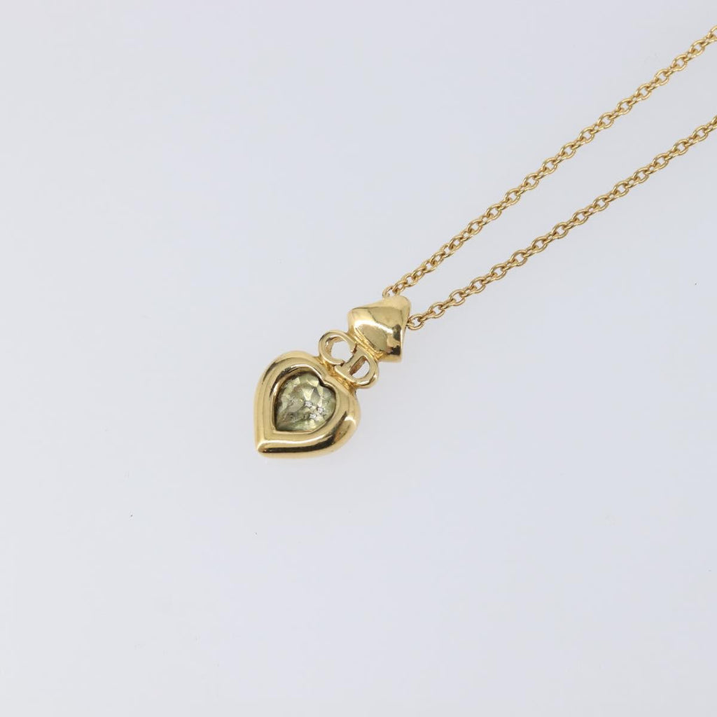 Christian Dior Heart Stone Necklace metal Gold Auth 205471