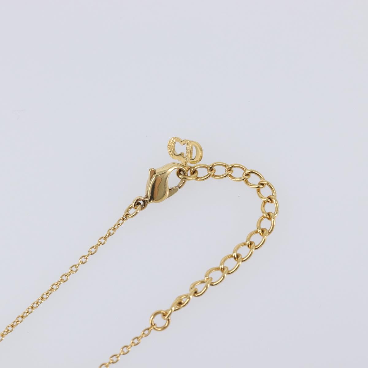 Christian Dior Heart Stone Necklace metal Gold Auth 205471