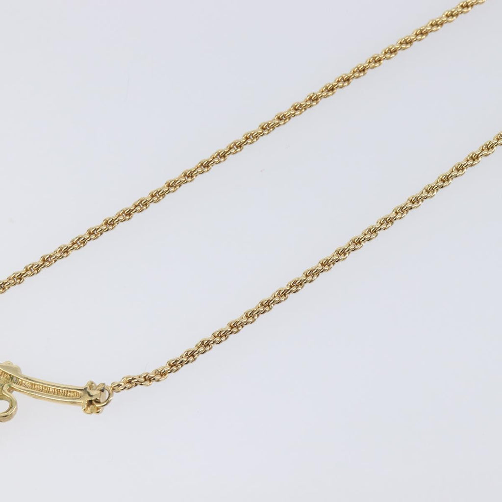 Christian Dior CD Stone Necklace metal Gold Auth 205476