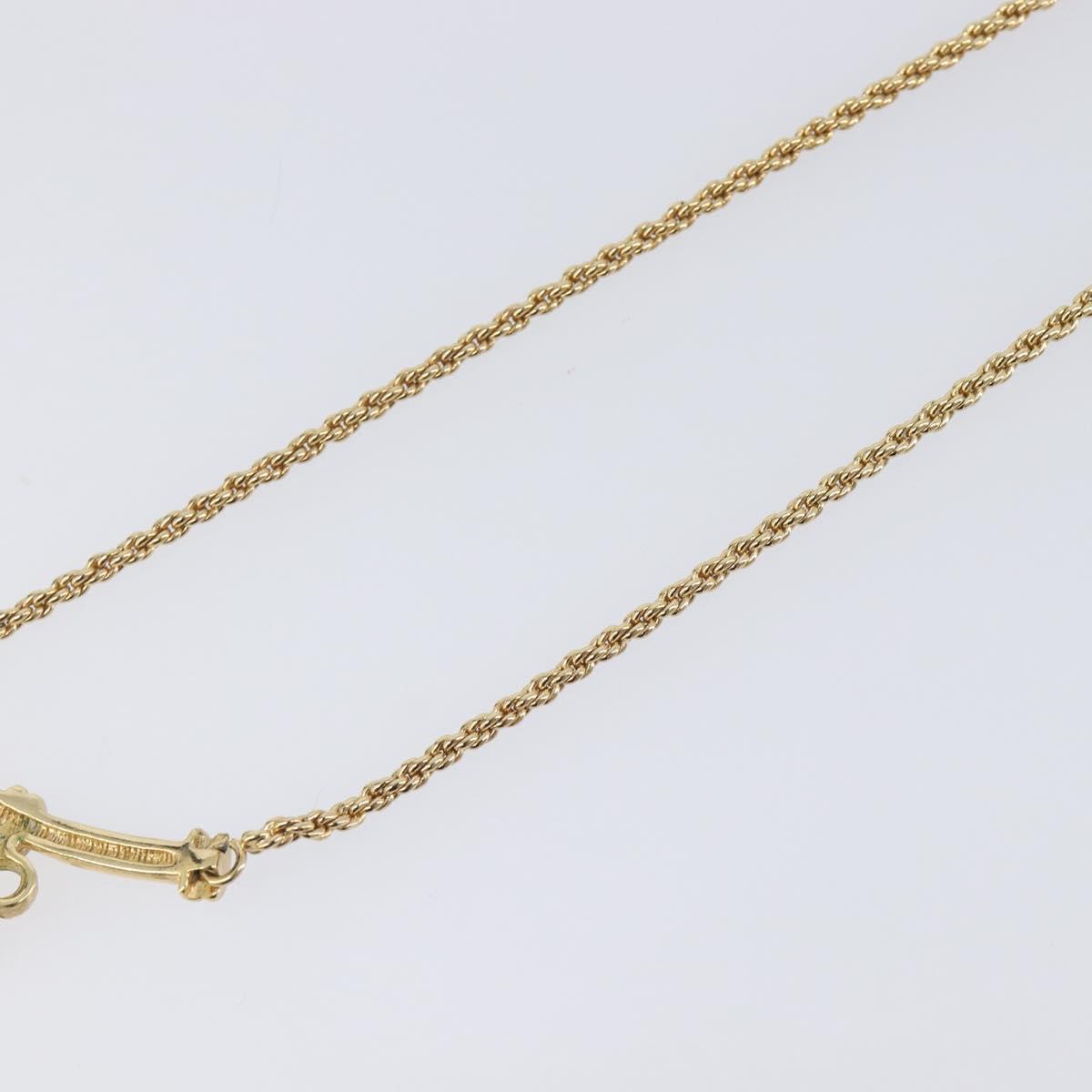 Christian Dior CD Stone Necklace metal Gold Auth 205476