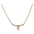 Christian Dior CD Stone Necklace metal Gold Auth 205476