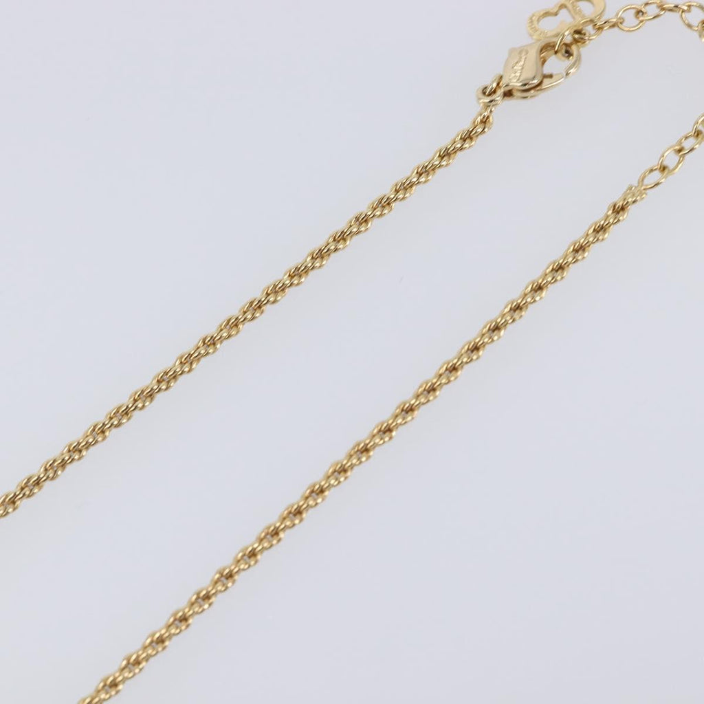 Christian Dior CD Stone Necklace metal Gold Auth 205476