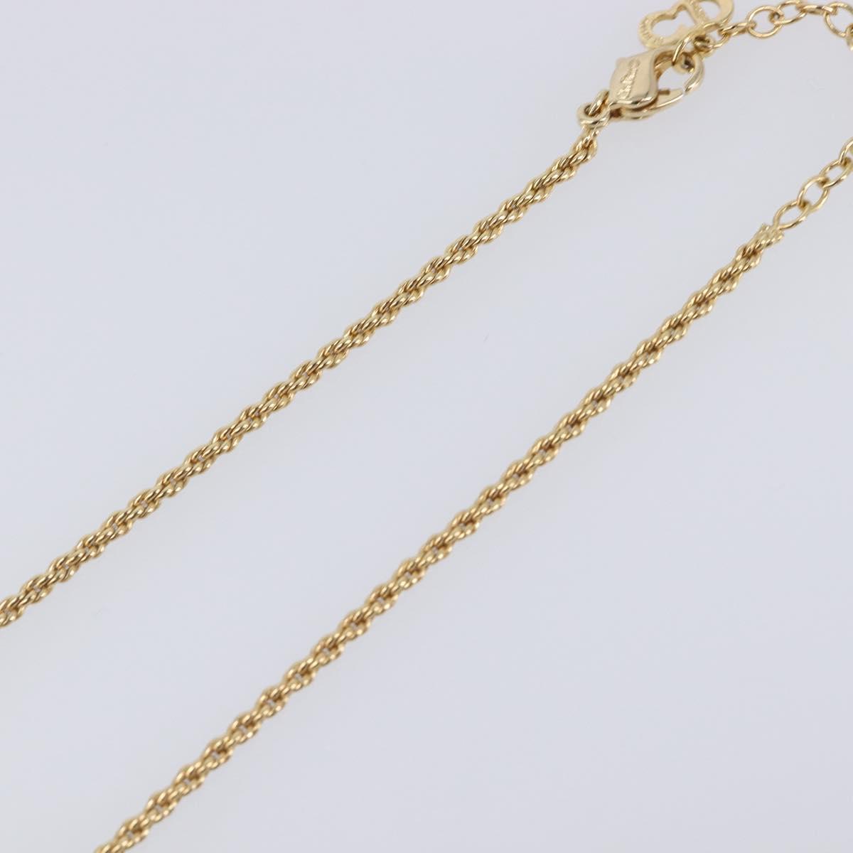 Christian Dior CD Stone Necklace metal Gold Auth 205476
