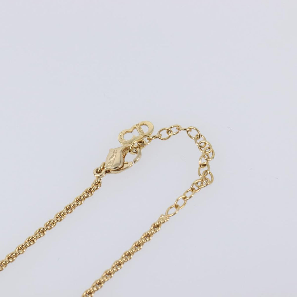Christian Dior CD Stone Necklace metal Gold Auth 205476